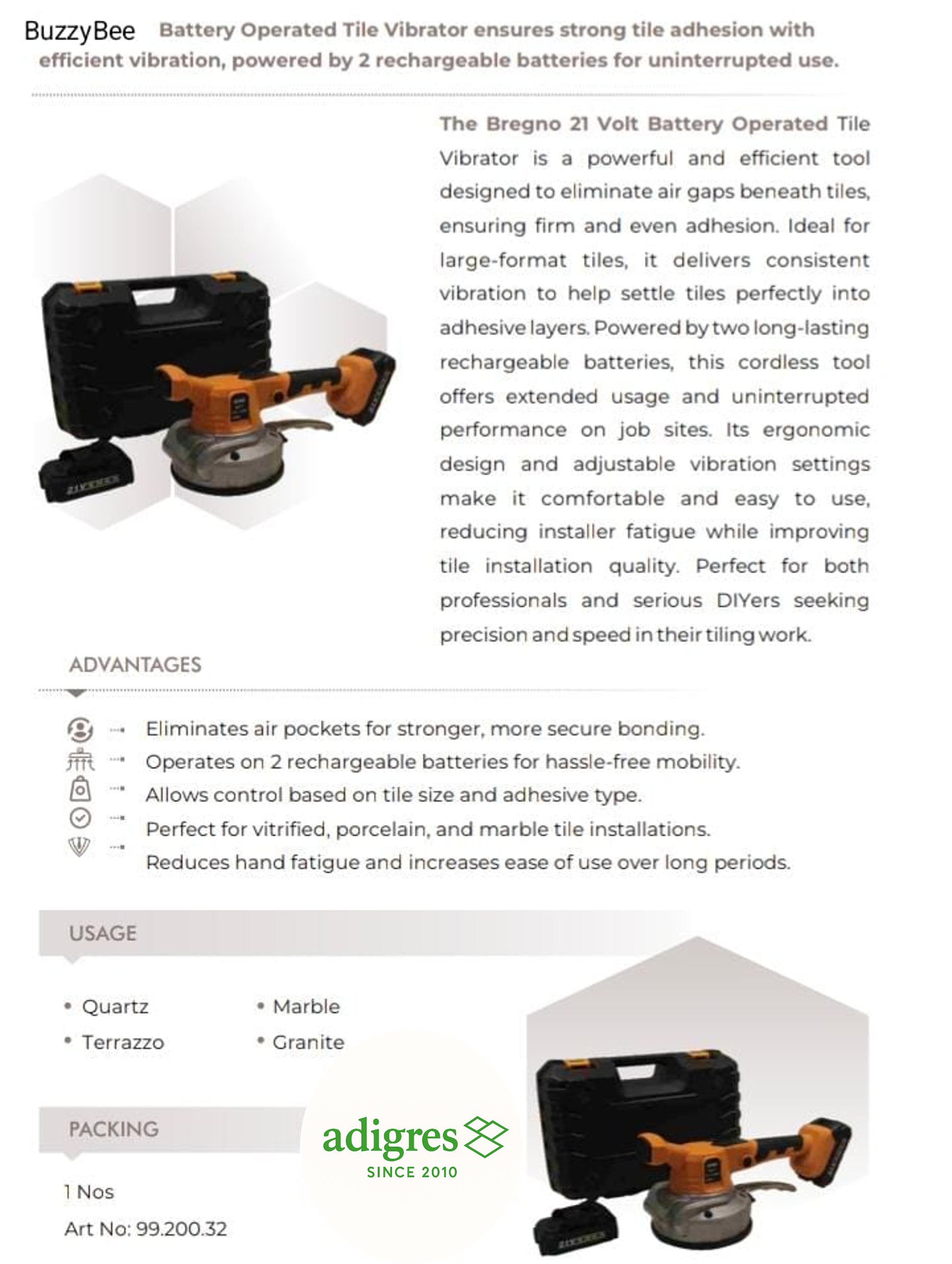 BATTERY OPERATED TILE VIBRATOR